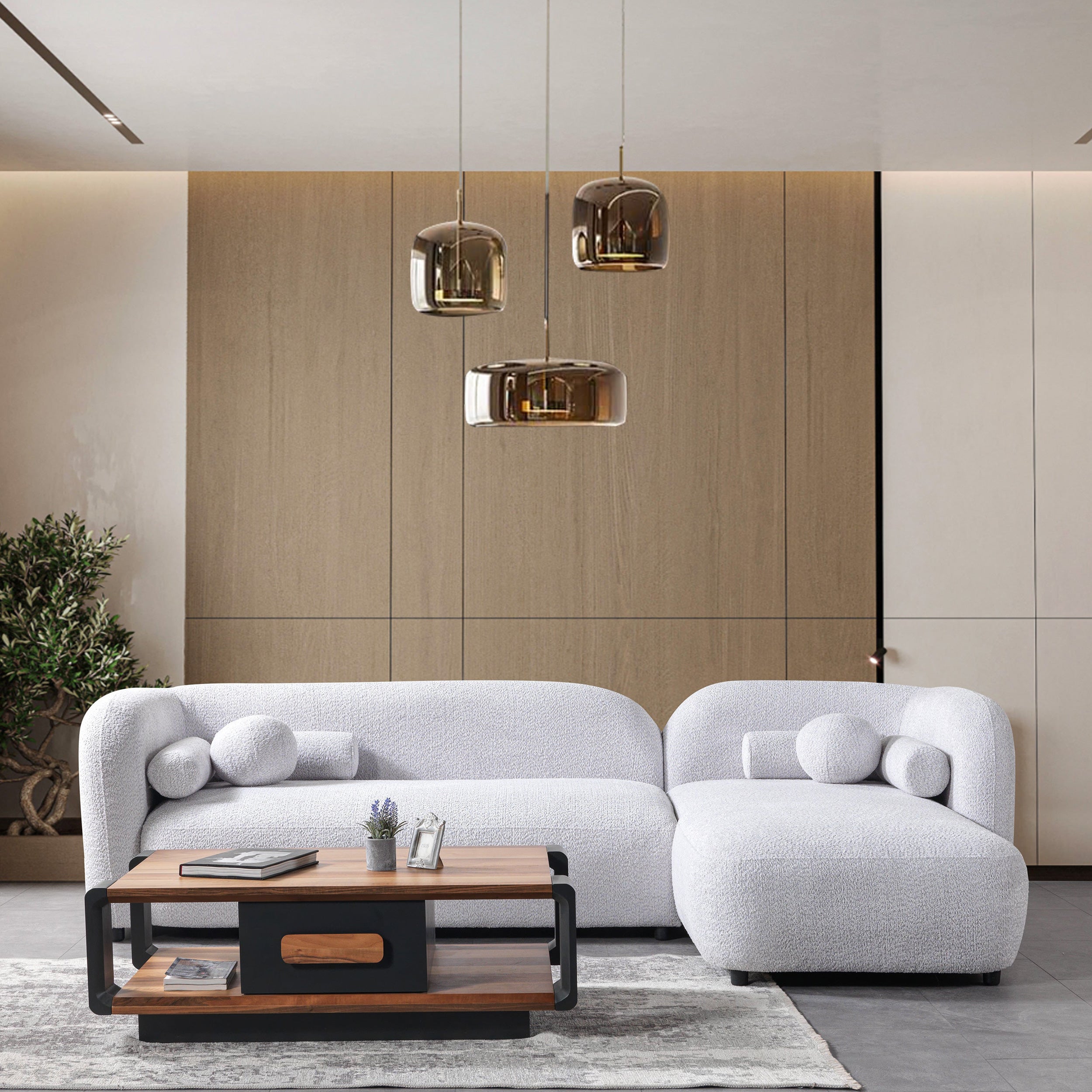 Nova - Liva Gray Boucle RAF 110" Sectional