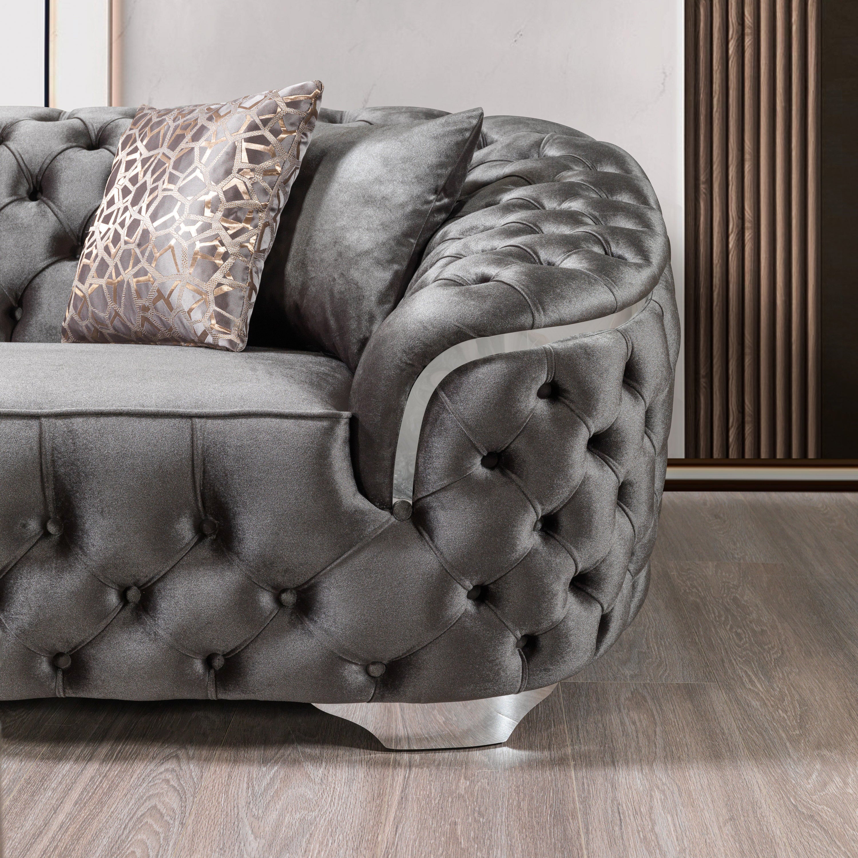 Nova - Lupino Gray Velvet Sofa 95" & Loveseat 82"