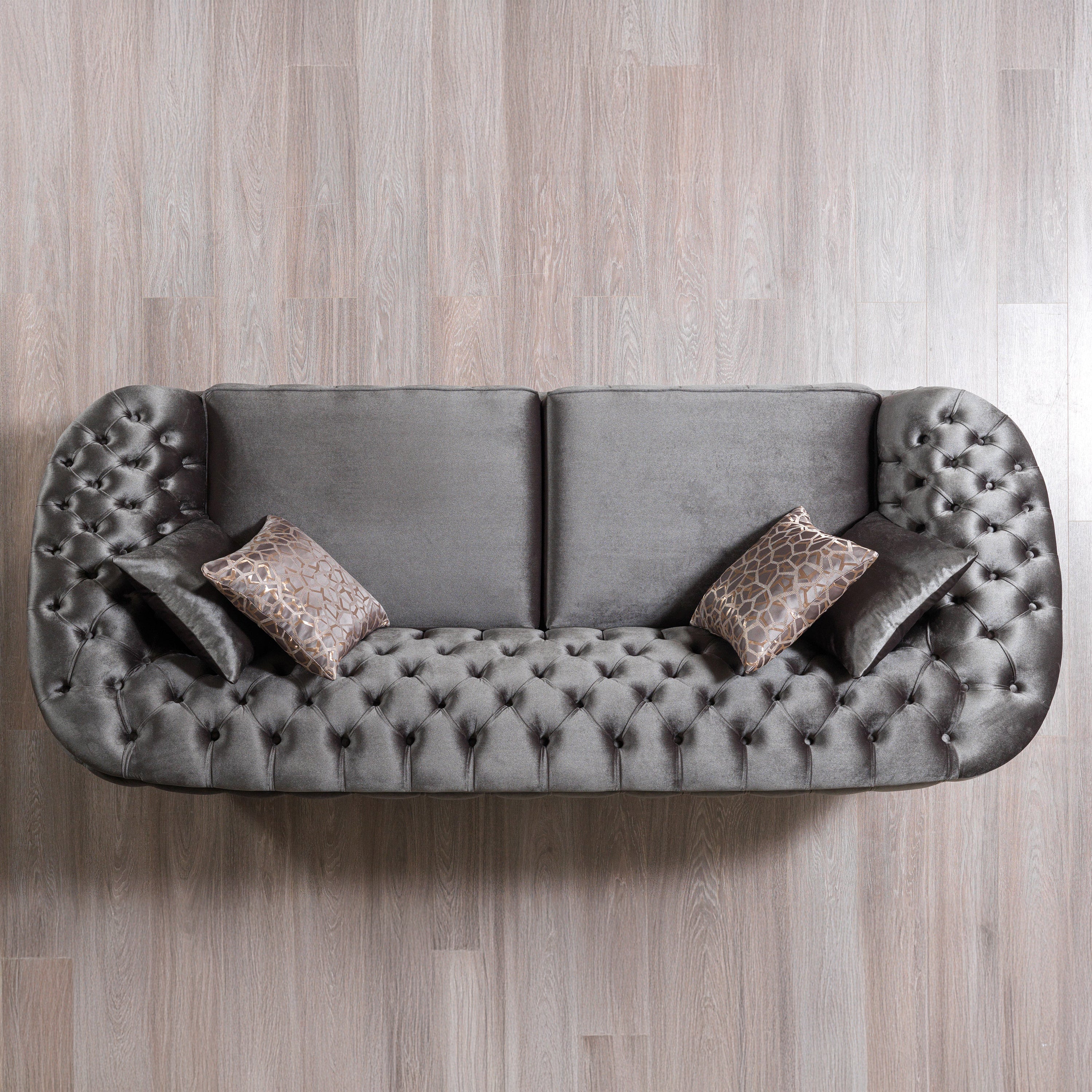 Nova - Lupino Gray Velvet Sofa 95" & Loveseat 82"