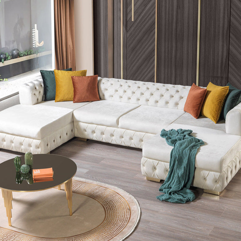 Nova - Matilda Velvet Double Chaise Sectional in Ivory