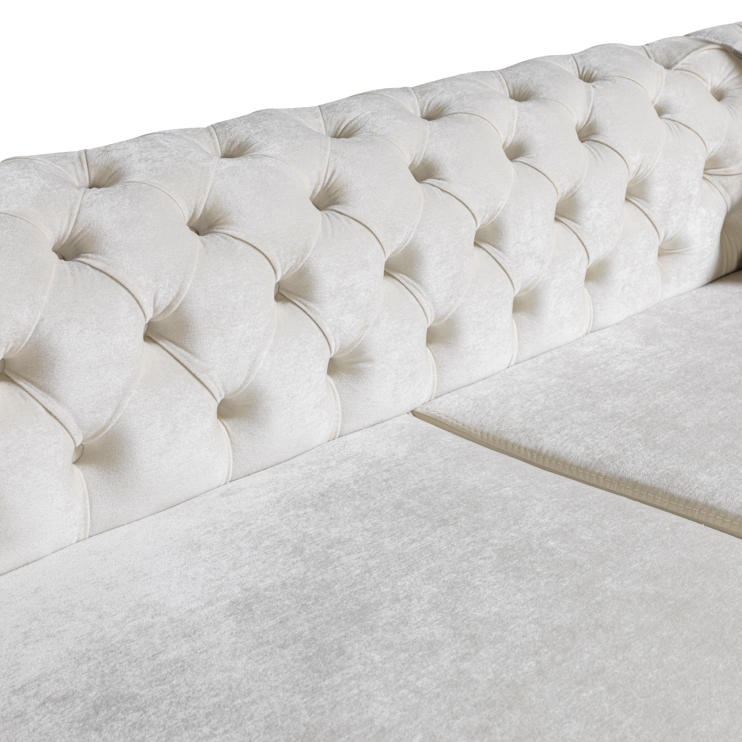 Nova - Matilda Velvet Double Chaise Sectional in Ivory