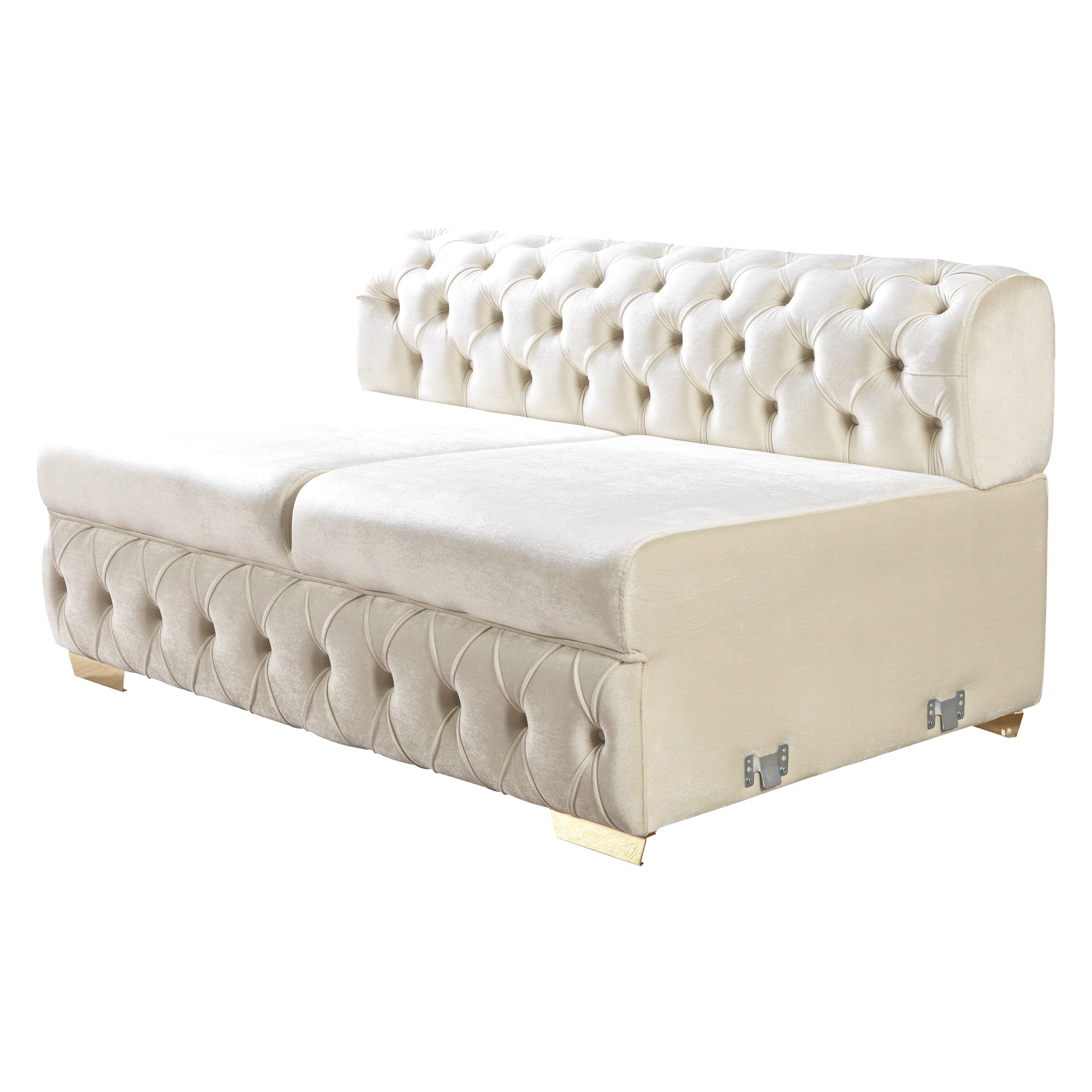 Nova - Matilda Velvet Double Chaise Sectional in Ivory