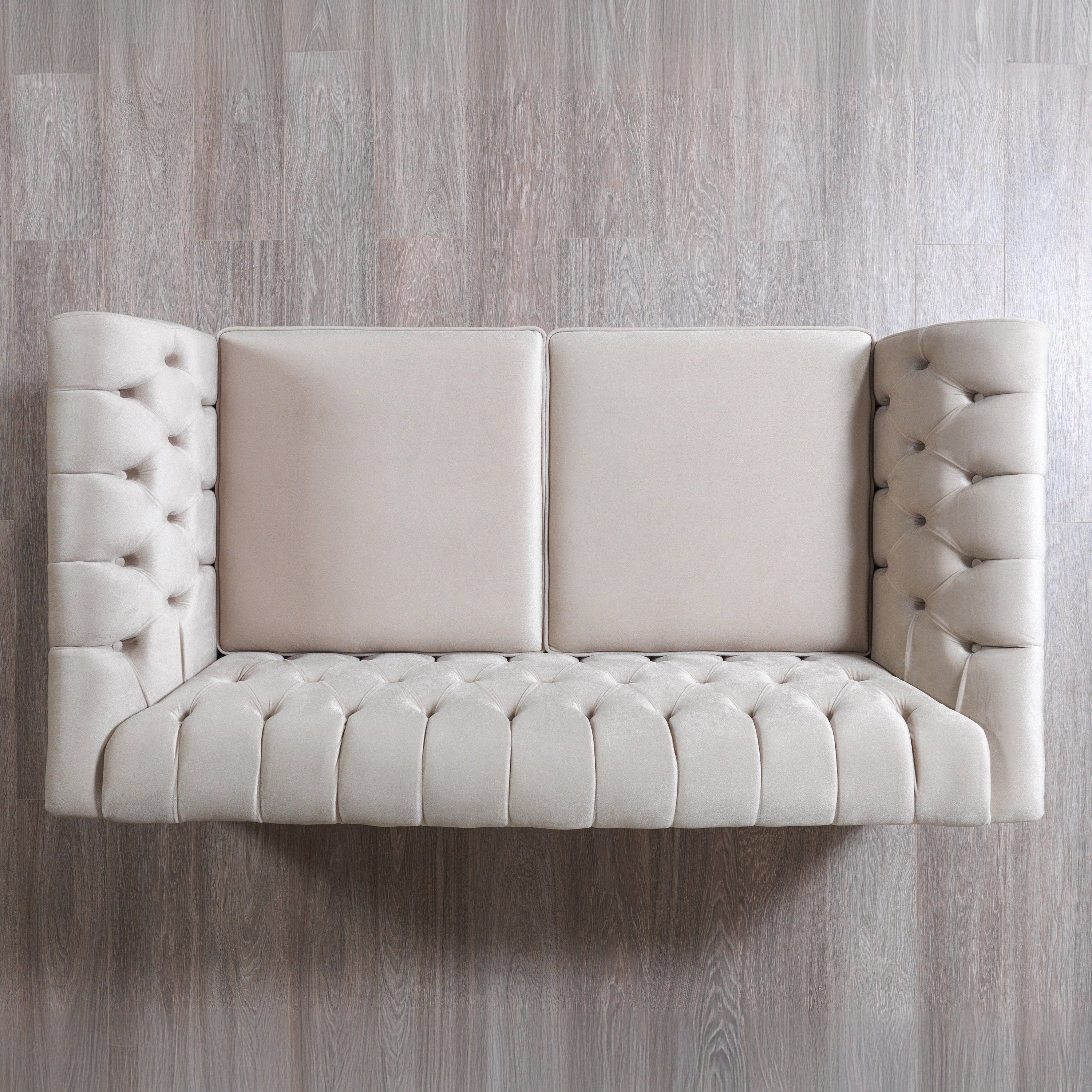 Nova - Milena Velvet Sofa & Loveseat in Ivory
