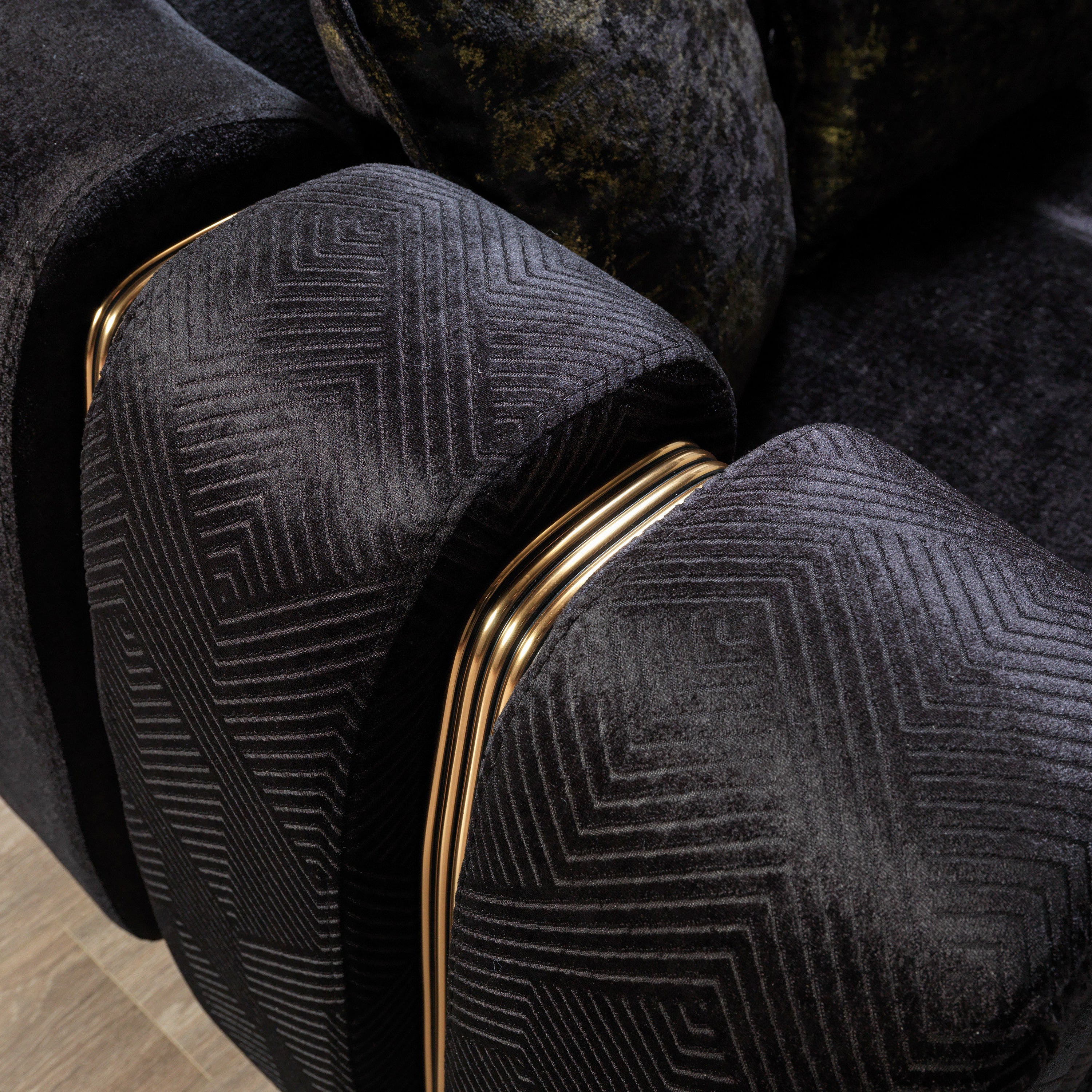 Nova - Santana Black Velvet Sofa 89" & Loveseat 69"