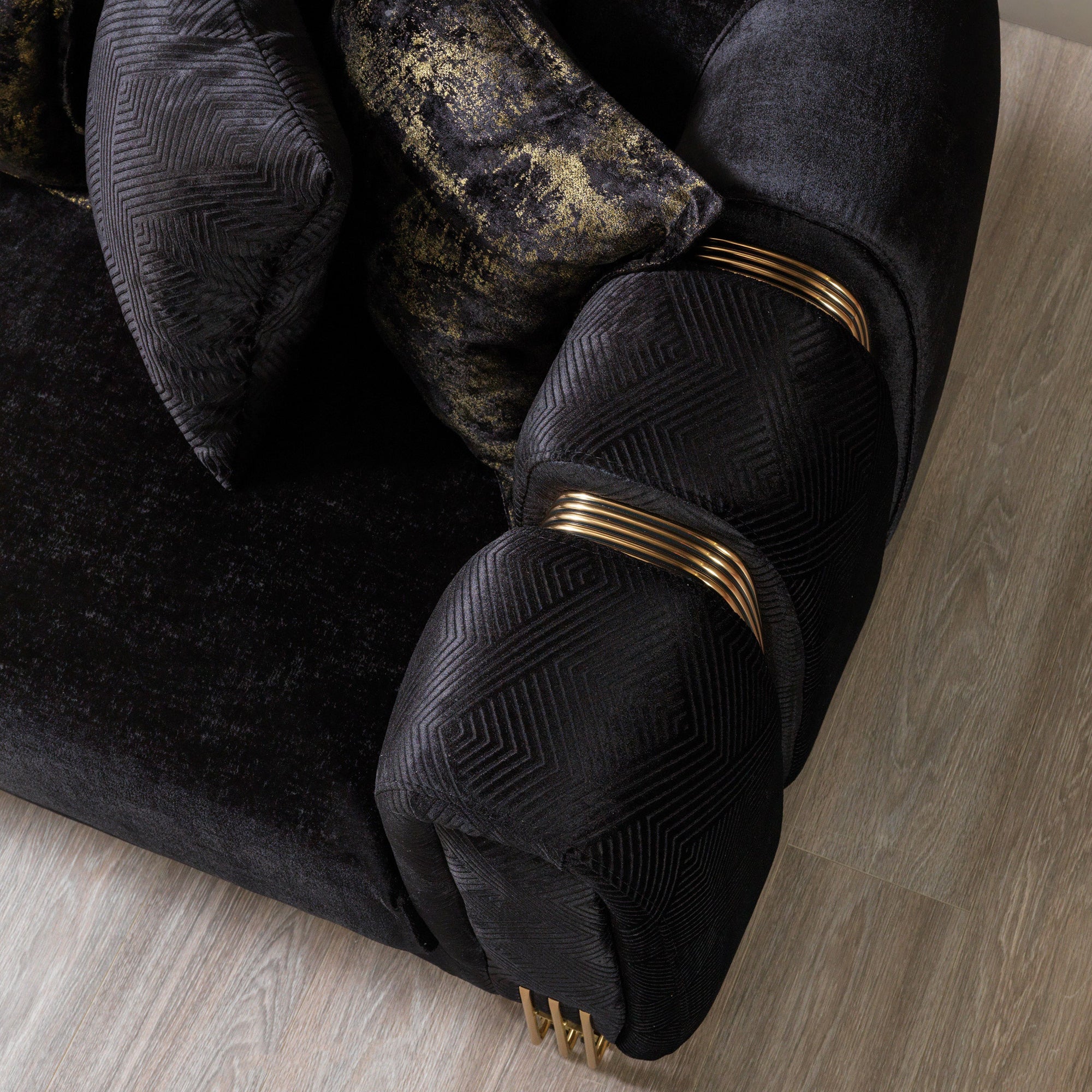 Nova - Santana Black Velvet Sofa 89" & Loveseat 69"
