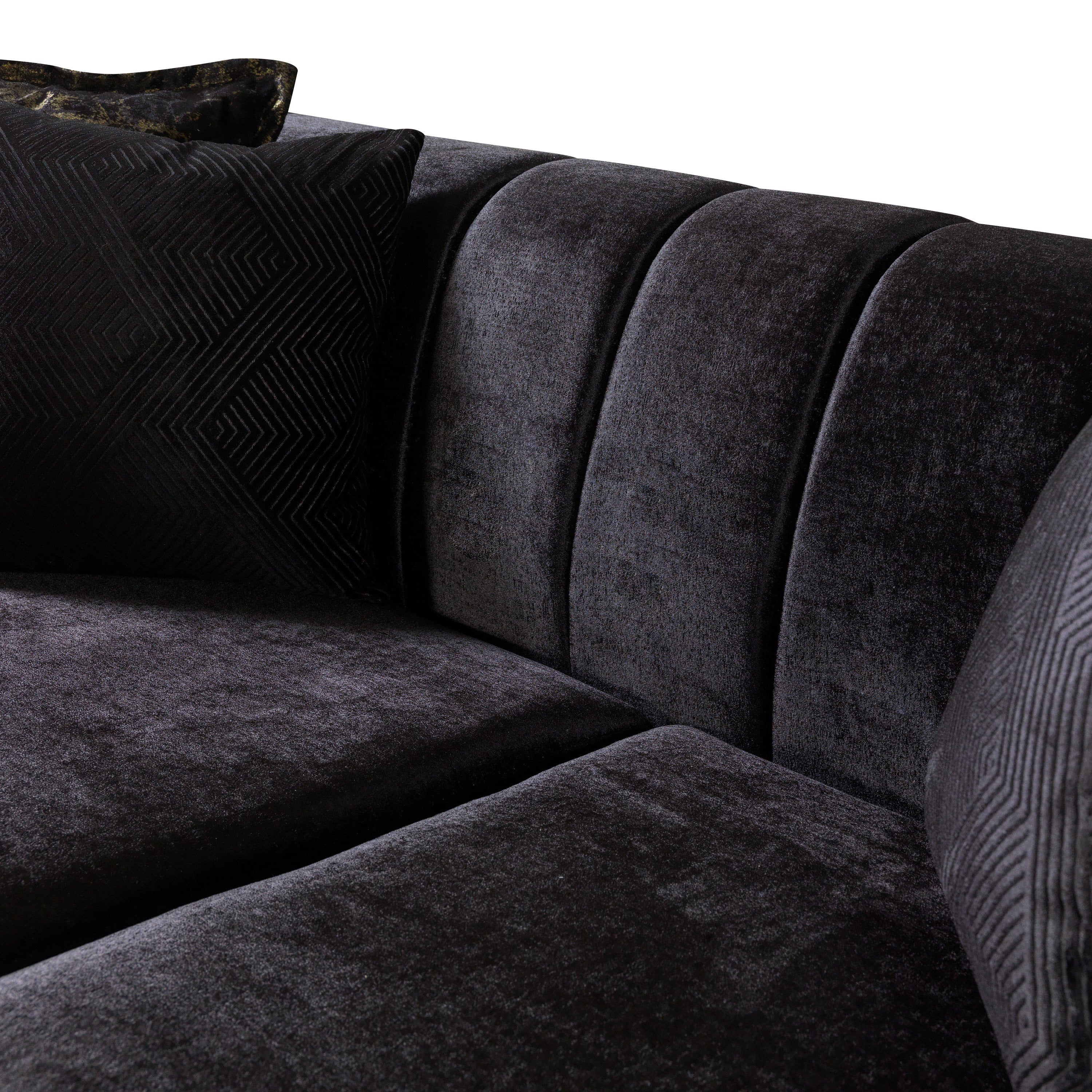 Nova - Santana Black Velvet Sofa 89" & Loveseat 69"