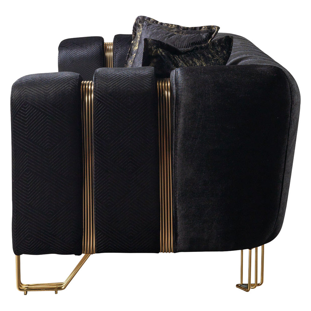 Nova - Santana Black Velvet Sofa 89" & Loveseat 69"