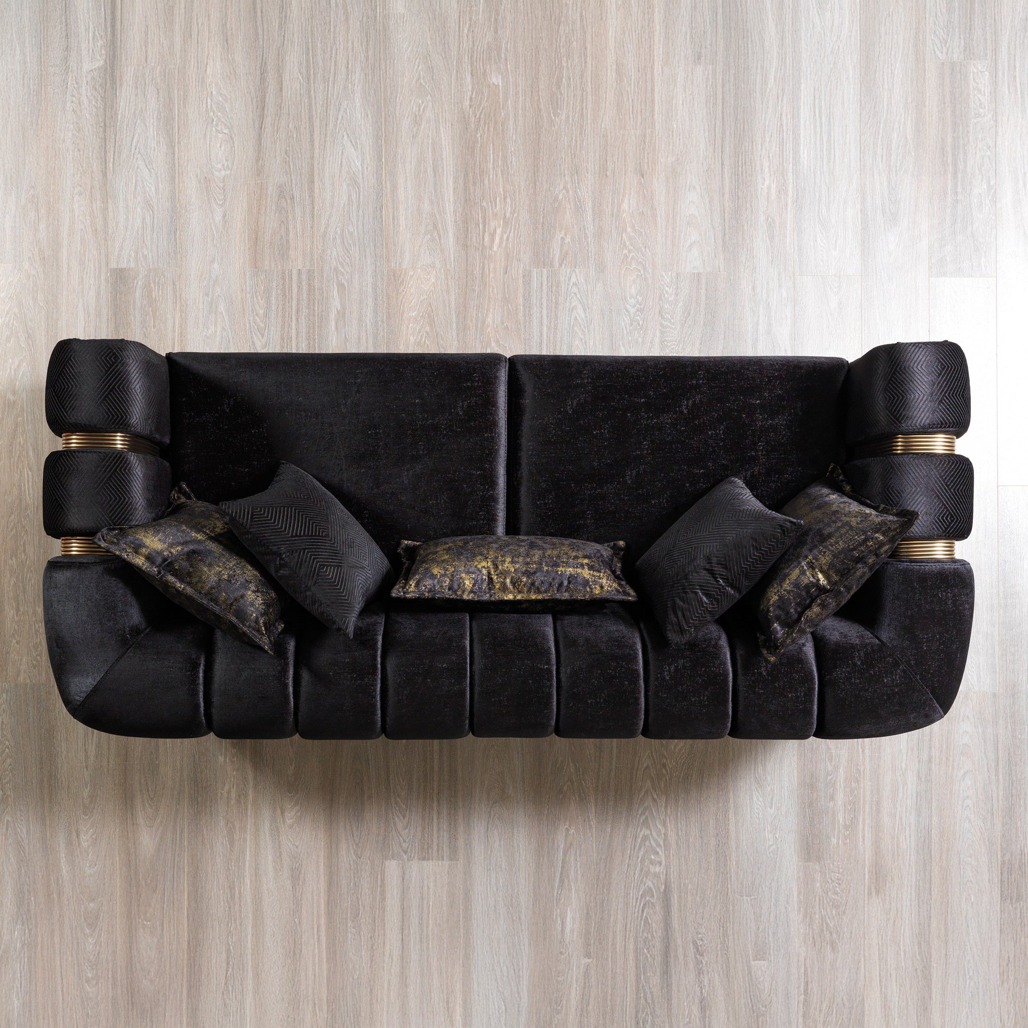Nova - Santana Black Velvet Sofa 89" & Loveseat 69"