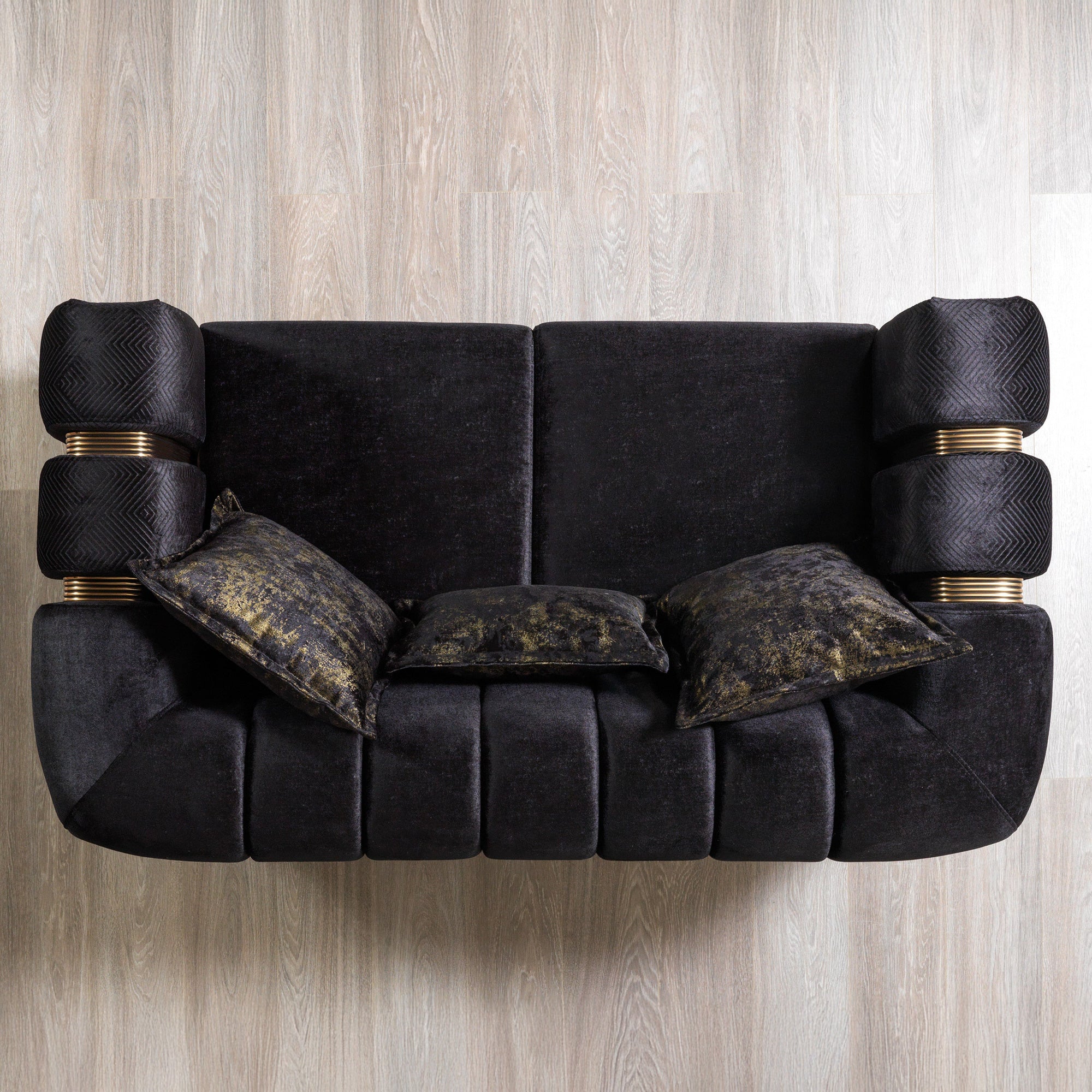 Nova - Santana Black Velvet Sofa 89" & Loveseat 69"