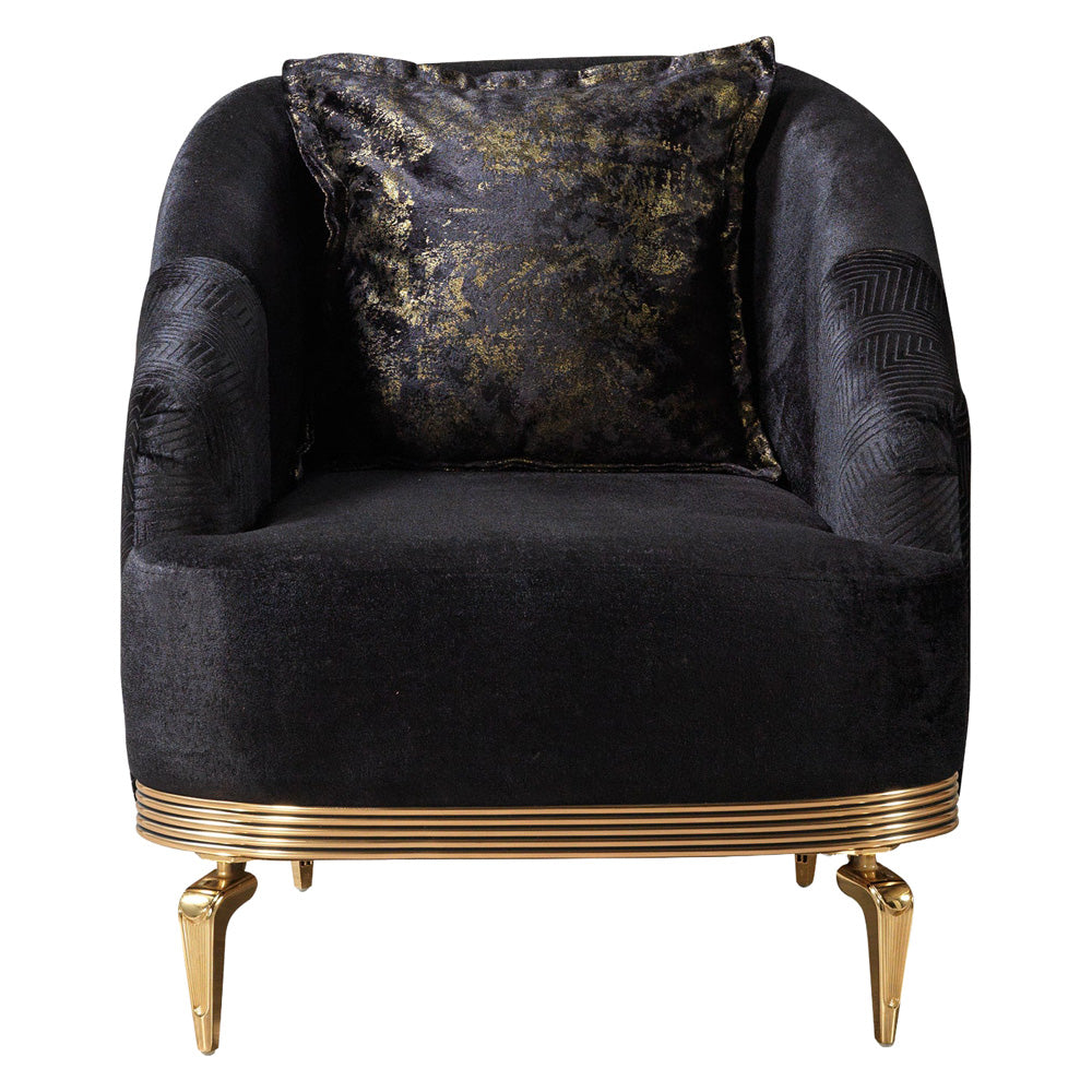 Nova - Santana Black Velvet Sofa 89" & Loveseat 69"