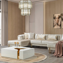 Nova - Santana Velvet Double Chaise Sectional