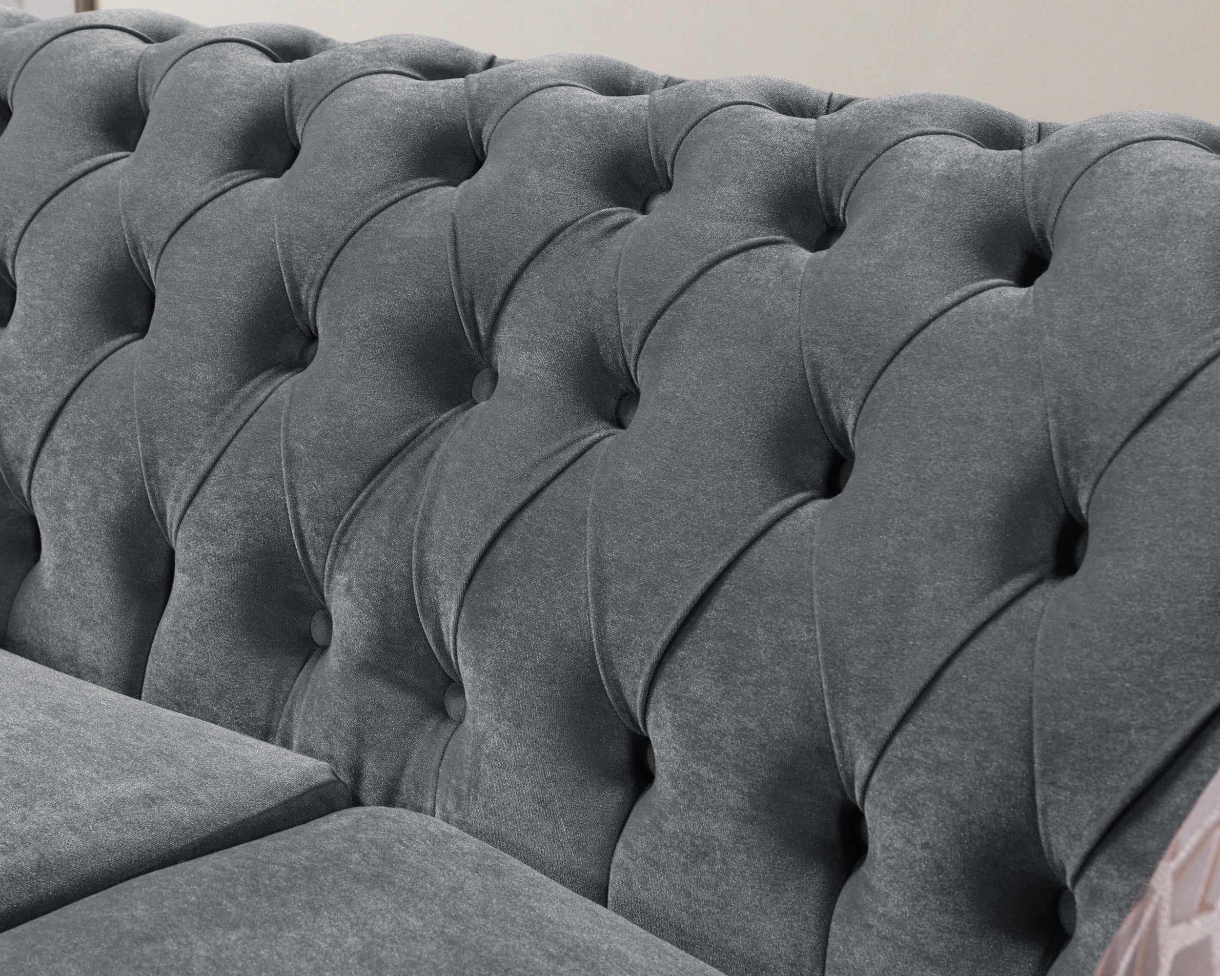 Nova - Victoria Gray Velvet Sofa 99" & Loveseat 79"