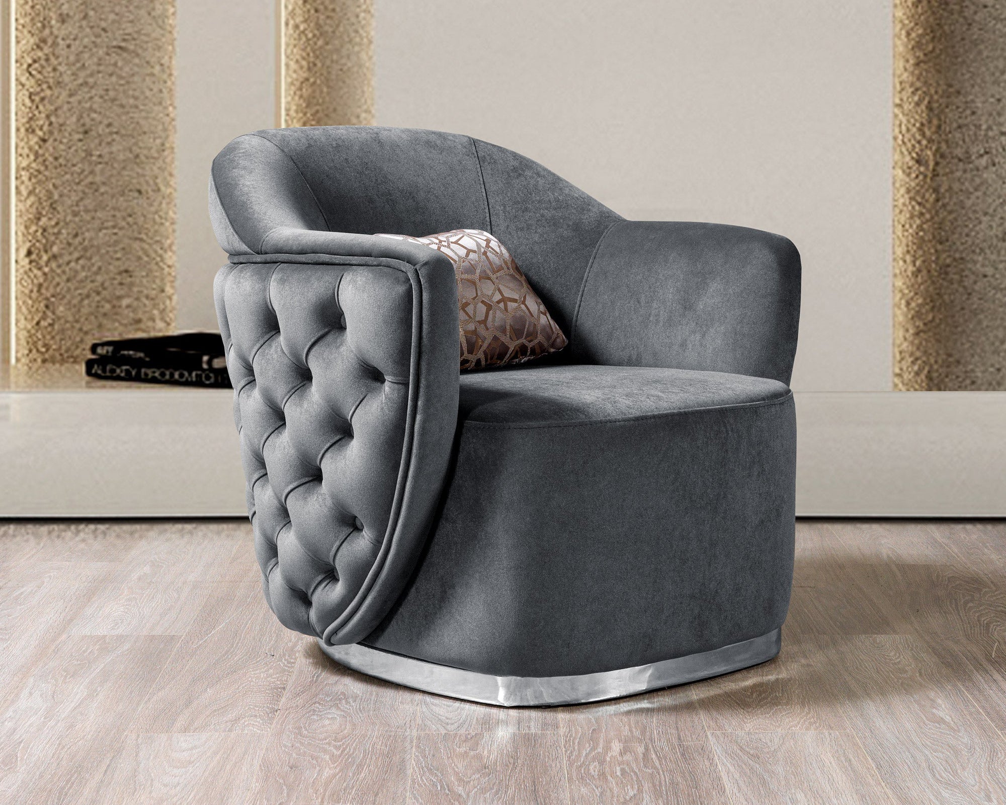 Nova - Victoria Gray Velvet Sofa 99" & Loveseat 79"