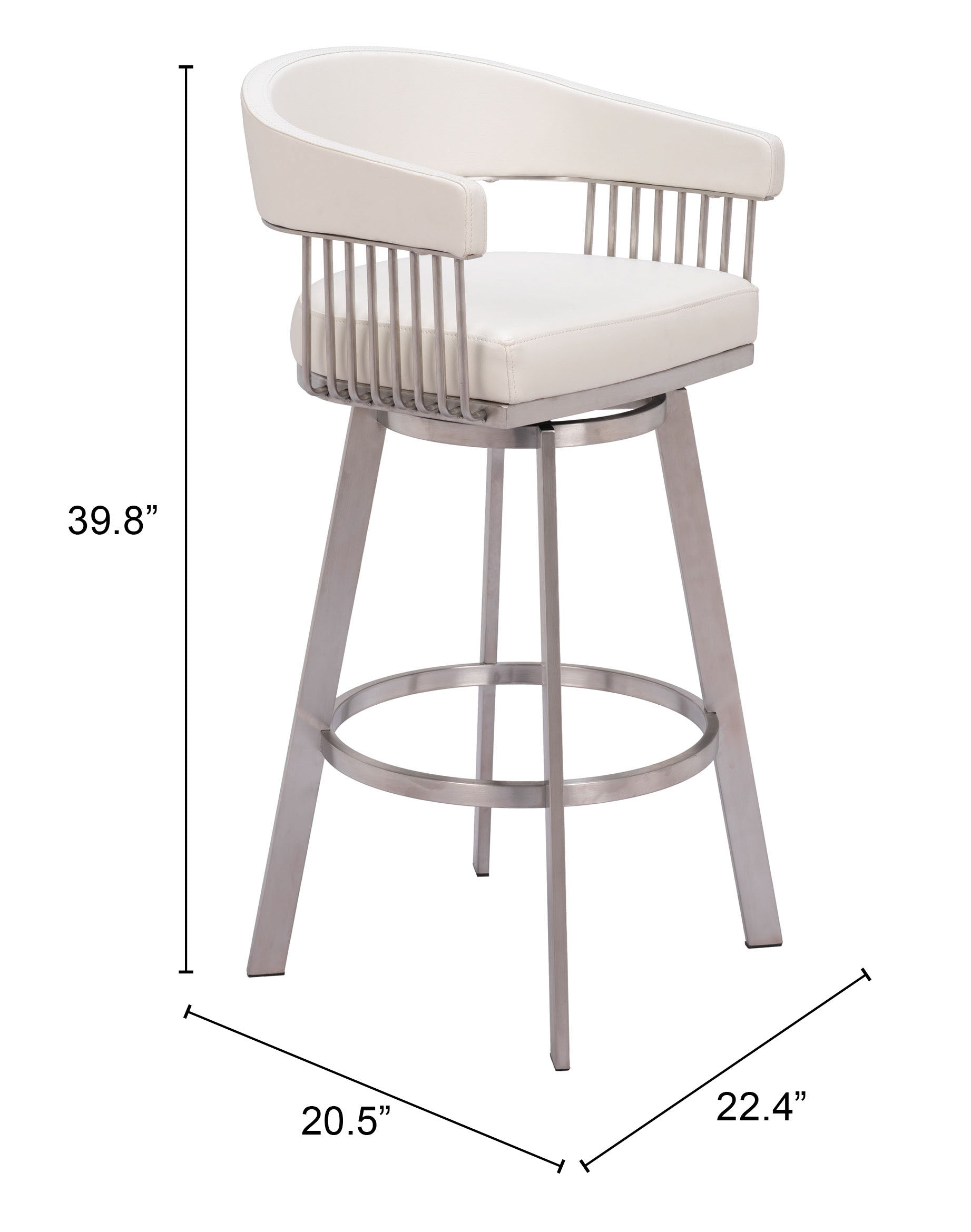 ZUO - Bantry Swivel Barstool in White