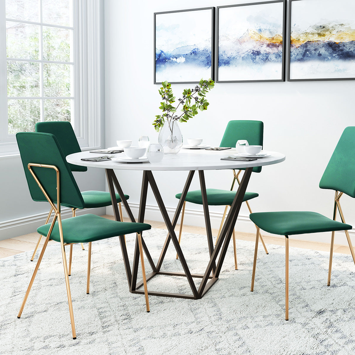 ZUO - Tintern Dining Table in White/Antique Brass/Dark Brown