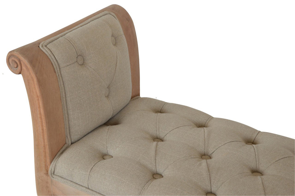 Artisan - Carved French Style Bench in Mud, Linen