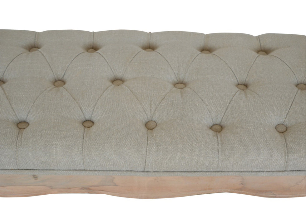 Artisan - Carved French Style Bench in Mud, Linen