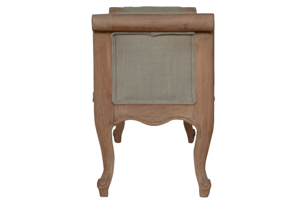Artisan - Carved French Style Bench in Mud, Linen