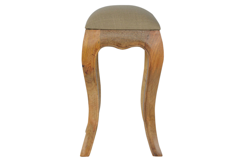 Artisan - French Style Stool with Seat Pad in Mud, Linen