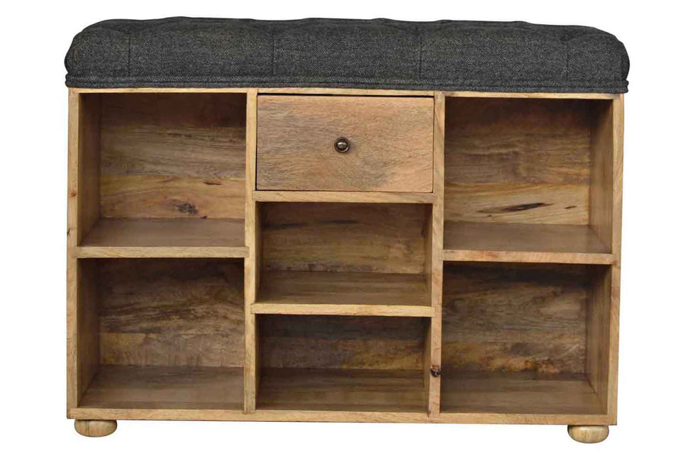 Artisan - Black Tweed 6 Slot Shoe Storage Bench