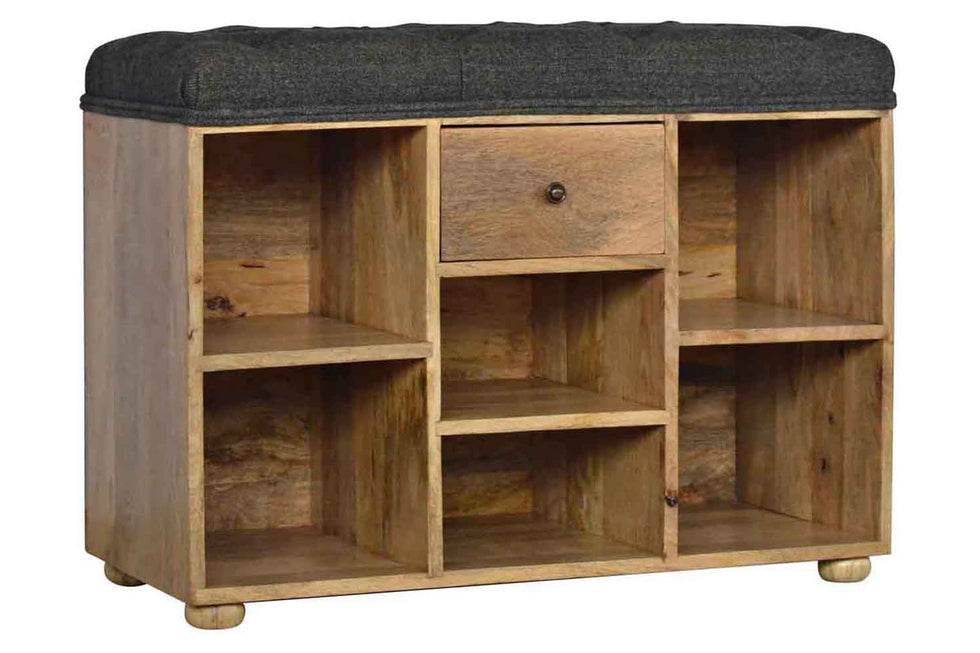 Artisan - Black Tweed 6 Slot Shoe Storage Bench
