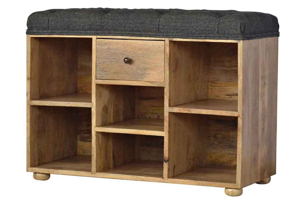 Artisan - Black Tweed 6 Slot Shoe Storage Bench