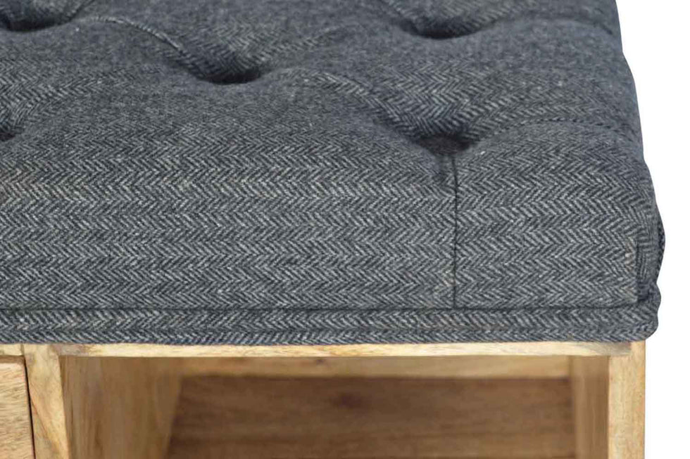 Artisan - Black Tweed 6 Slot Shoe Storage Bench