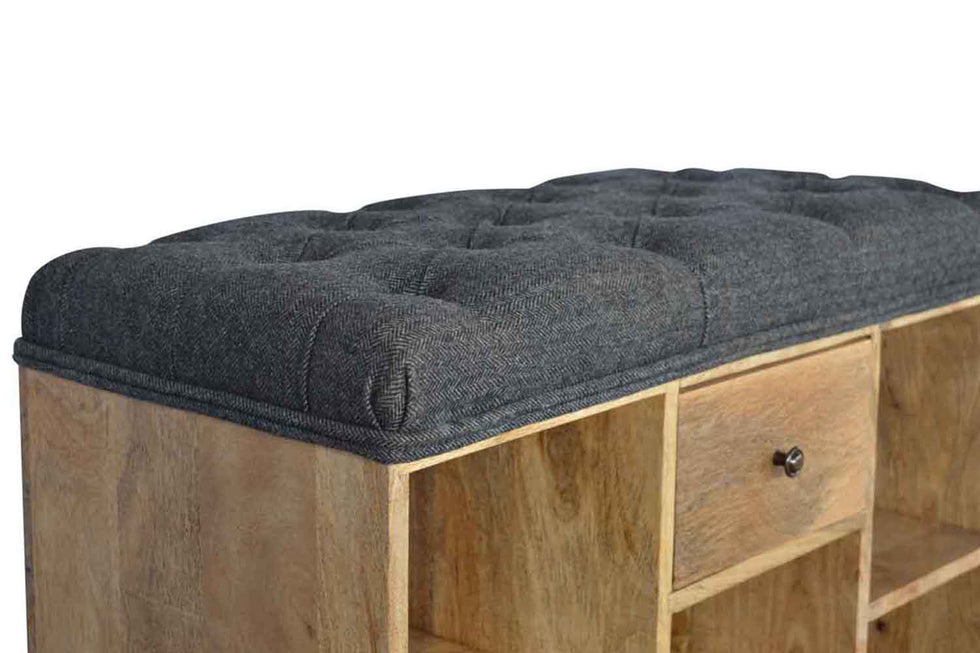 Artisan - Black Tweed 6 Slot Shoe Storage Bench
