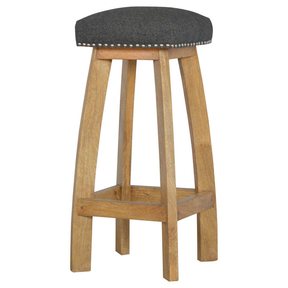 Artisan - Studded Bar Stool in Black, Tweed