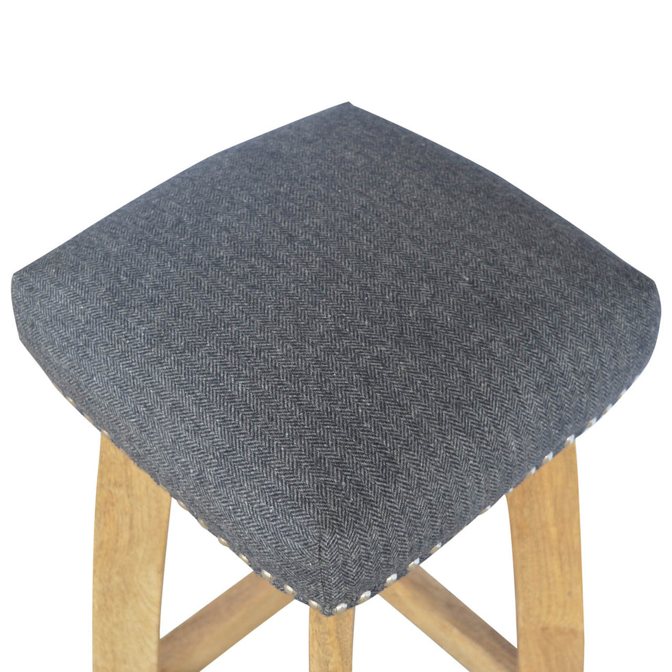 Artisan - Studded Bar Stool in Black, Tweed