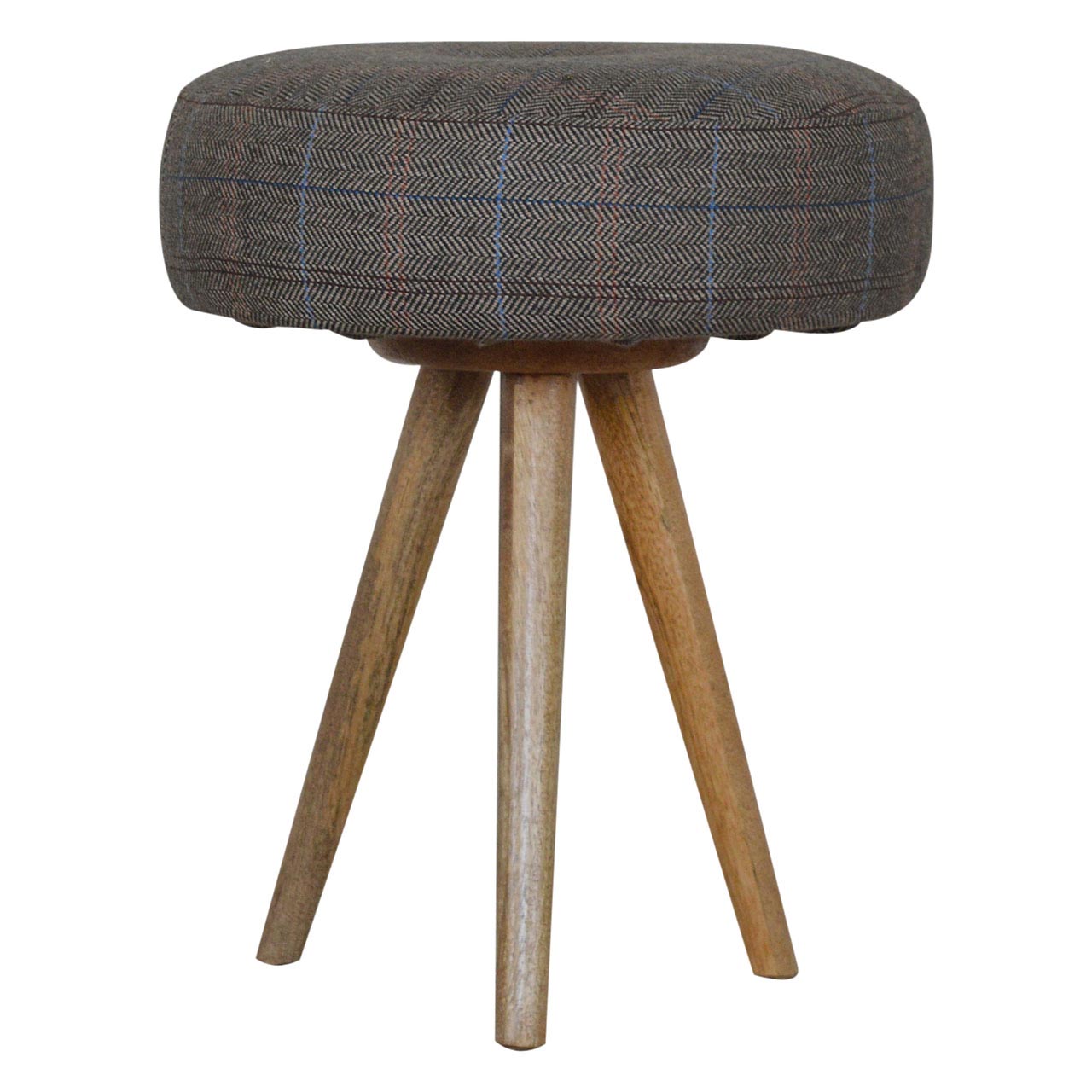 Artisan - Tripod Stool with Tweed Seat Pad in Oak-Ish