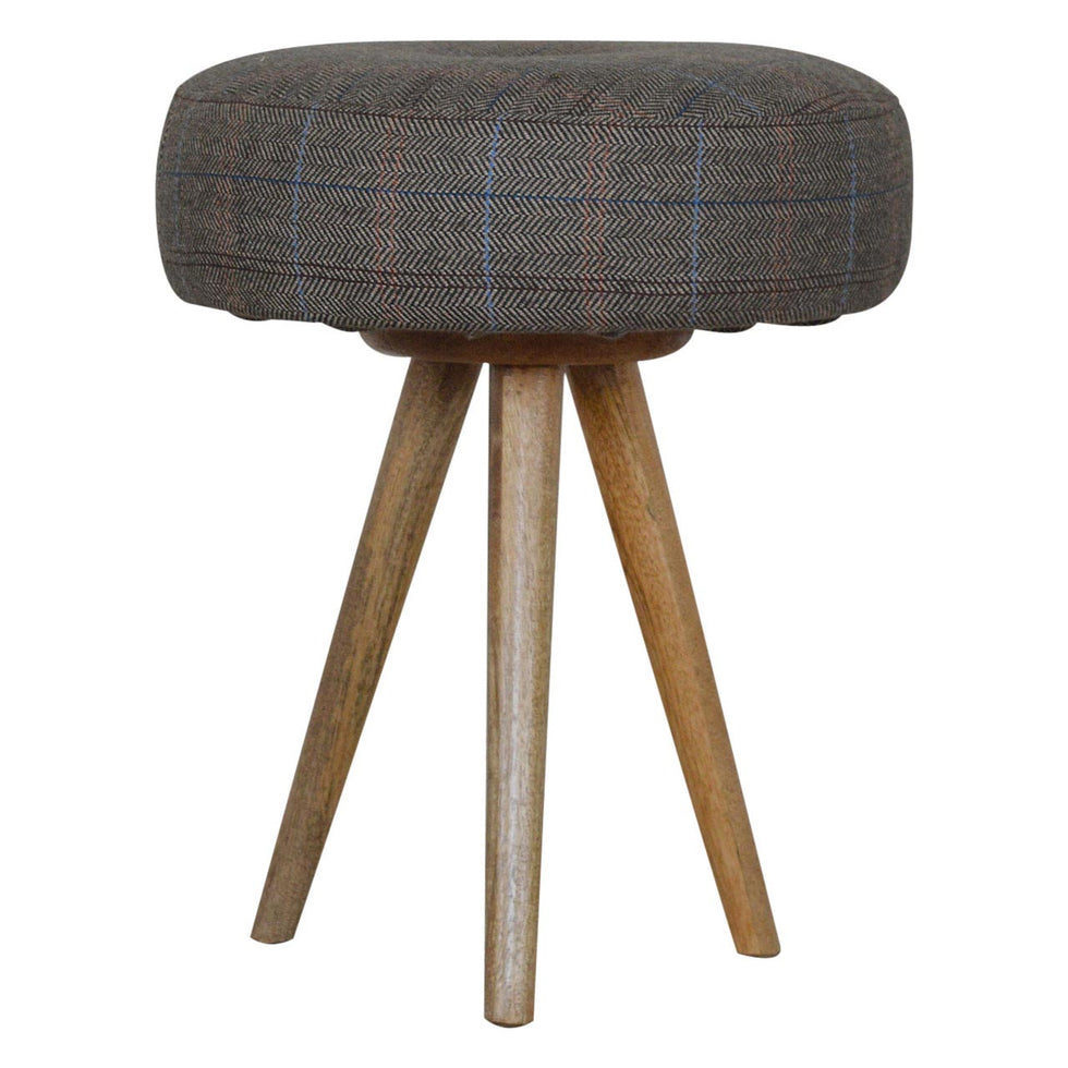 Artisan - Tripod Stool with Tweed Seat Pad in Oak-Ish
