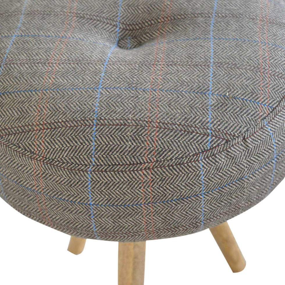 Artisan - Tripod Stool with Tweed Seat Pad in Oak-Ish