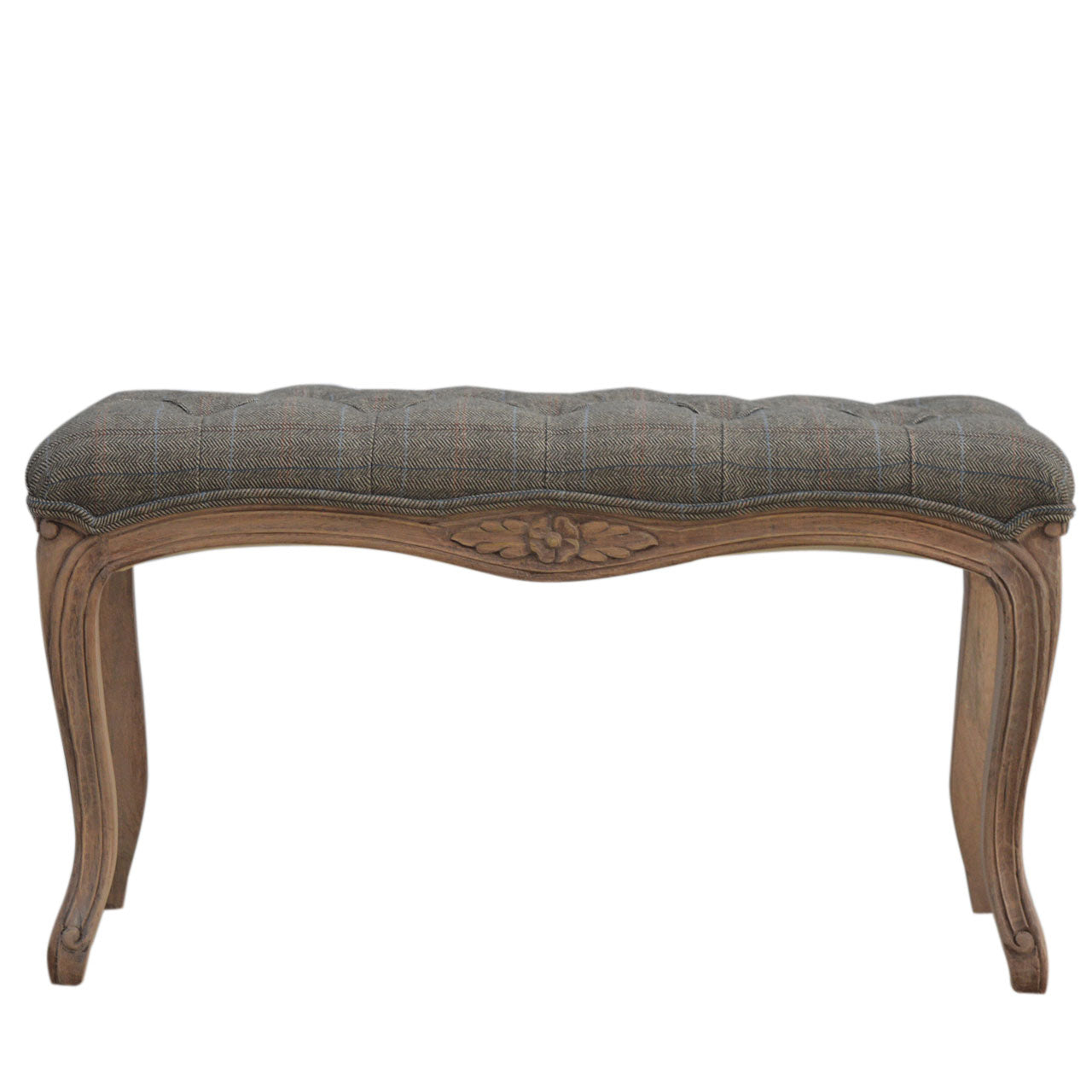 Artisan - Multi Carved Bedroom Bench in Sun Bleached, Tweed