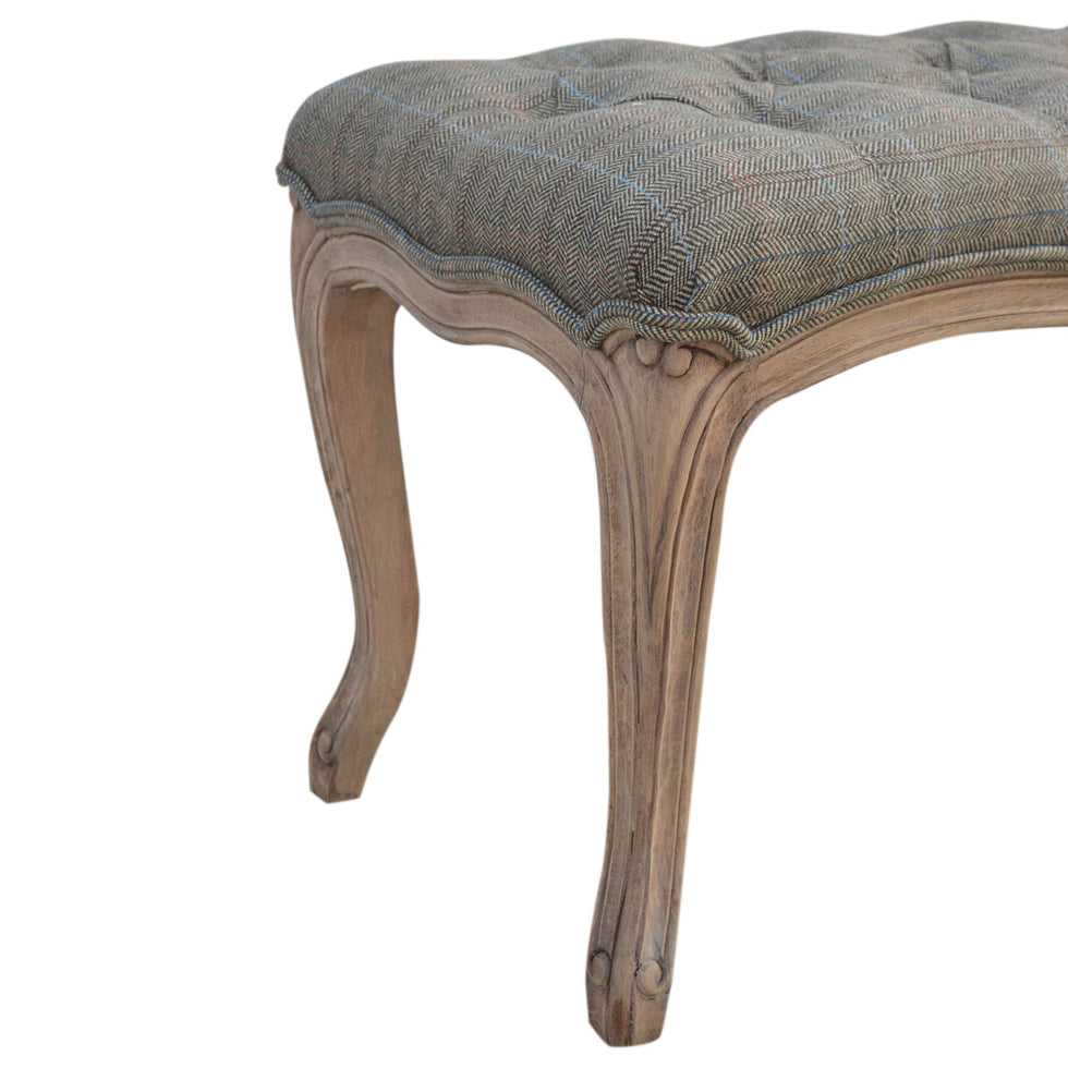 Artisan - Multi Carved Bedroom Bench in Sun Bleached, Tweed