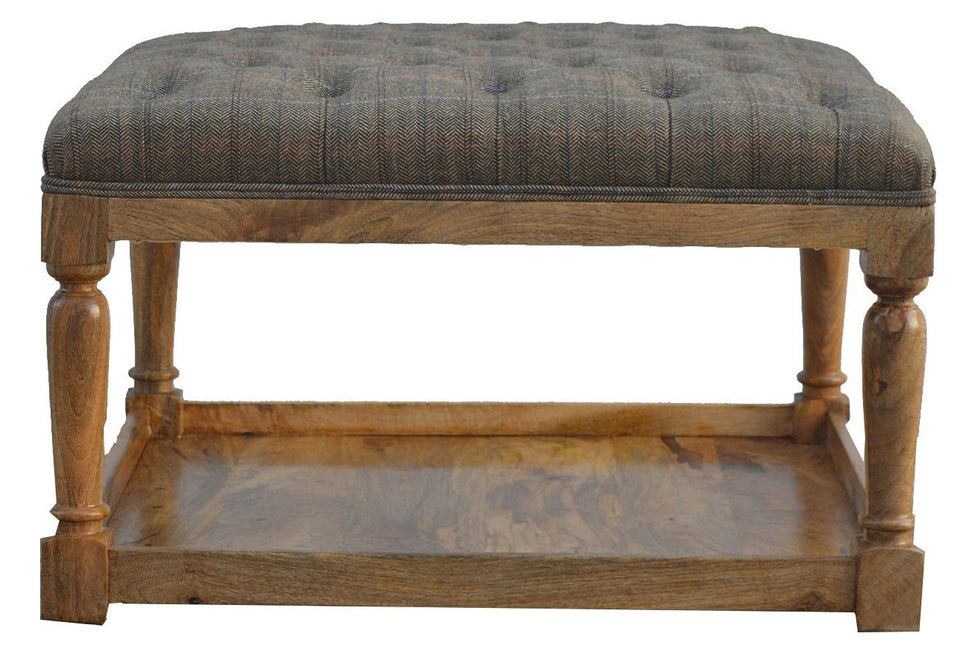 Artisan - Multi Tweed Footstool with Shelf