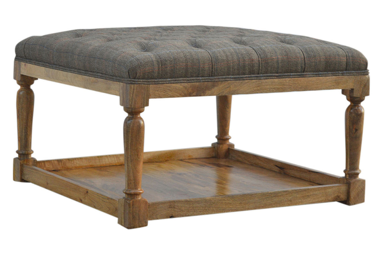 Artisan - Multi Tweed Footstool with Shelf