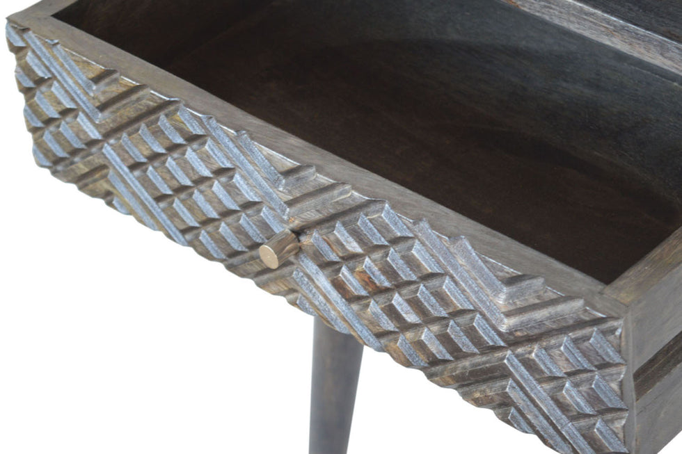 Artisan - Carved Drawer Bedside in Ash Black