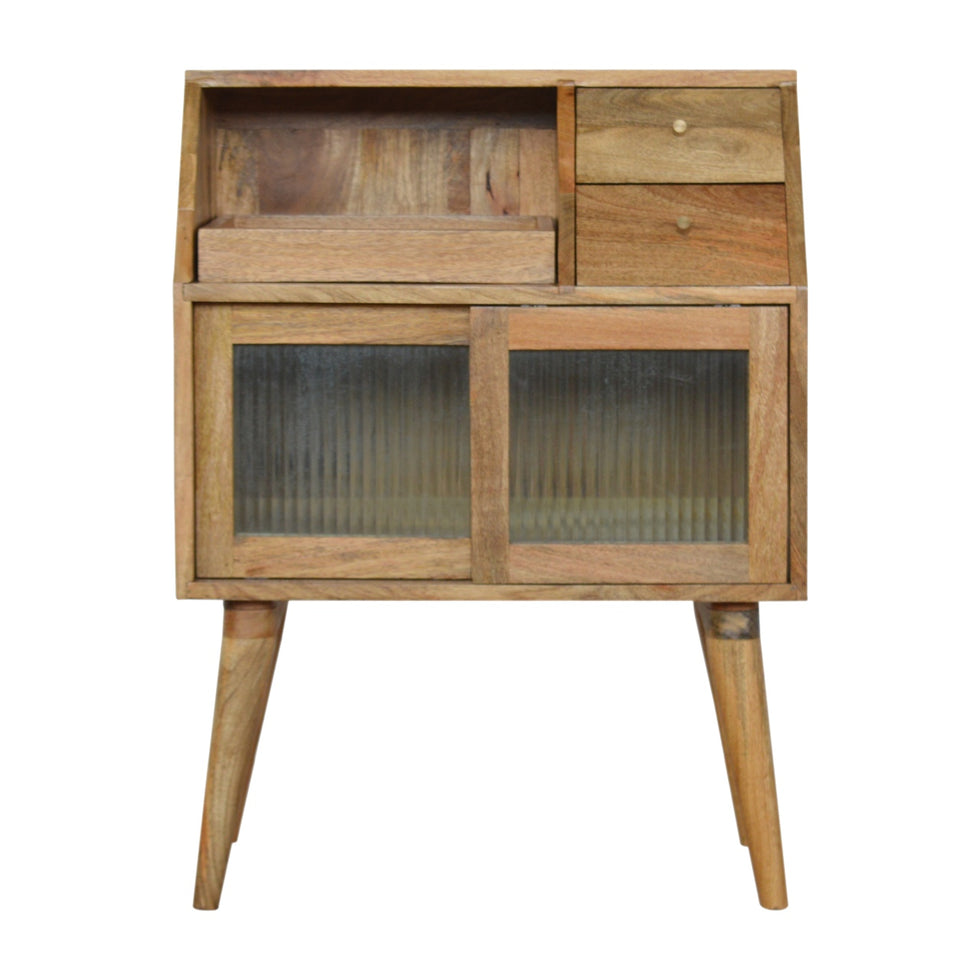 Artisan - Multi Drawer Nightstand in Oak-Ish, Glass