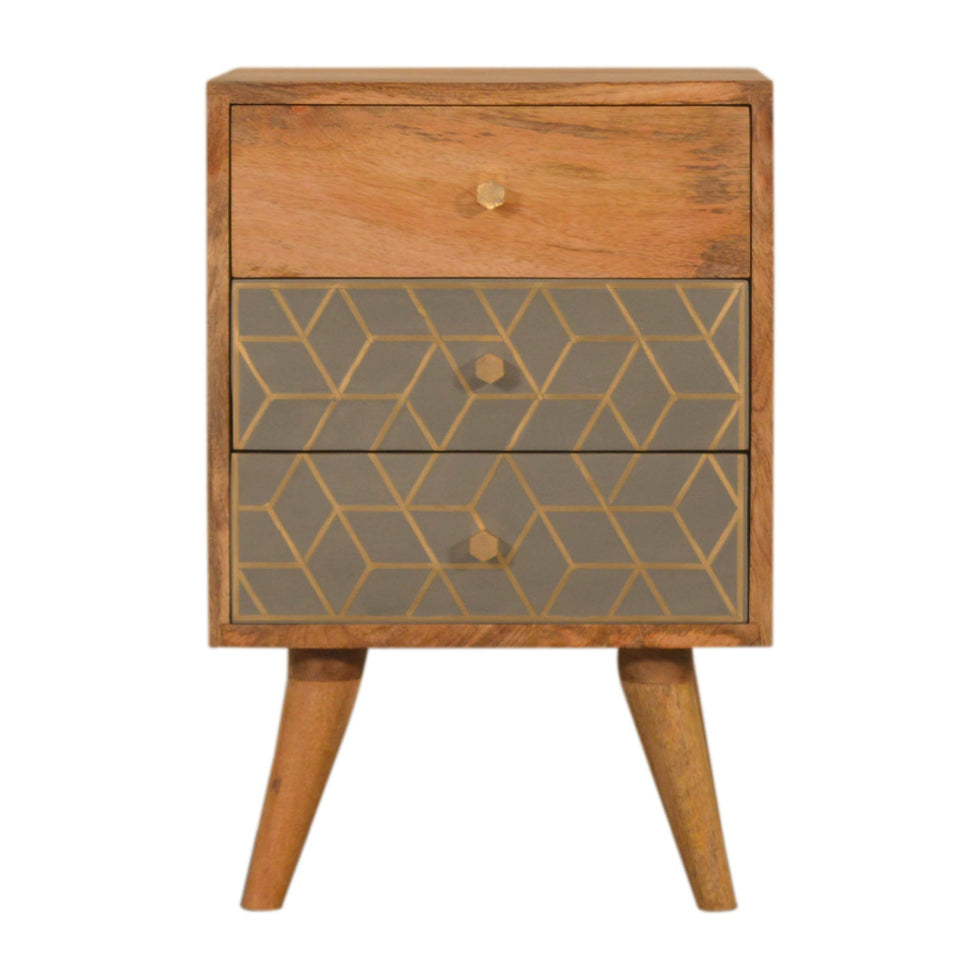 Artisan - Dice Nightstand with 3 Drawer in Oak-Ish