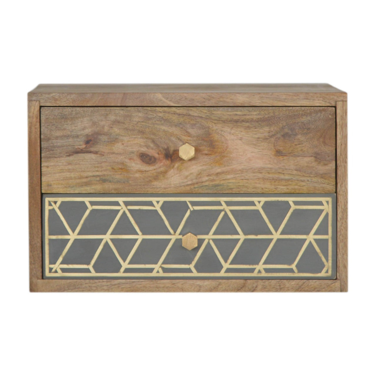 Artisan - Dice Wall Mounted Nightstand in Oak-Ish