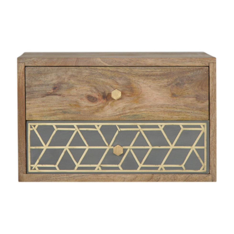 Artisan - Dice Wall Mounted Nightstand in Oak-Ish