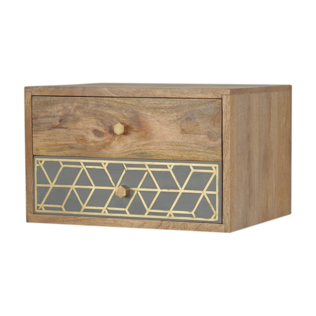 Artisan - Dice Wall Mounted Nightstand in Oak-Ish