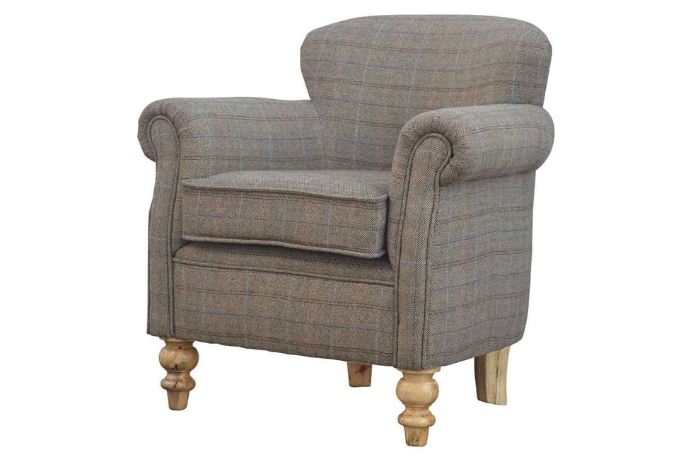 Artisan - Multi Tweed Armchair with Turned Feet