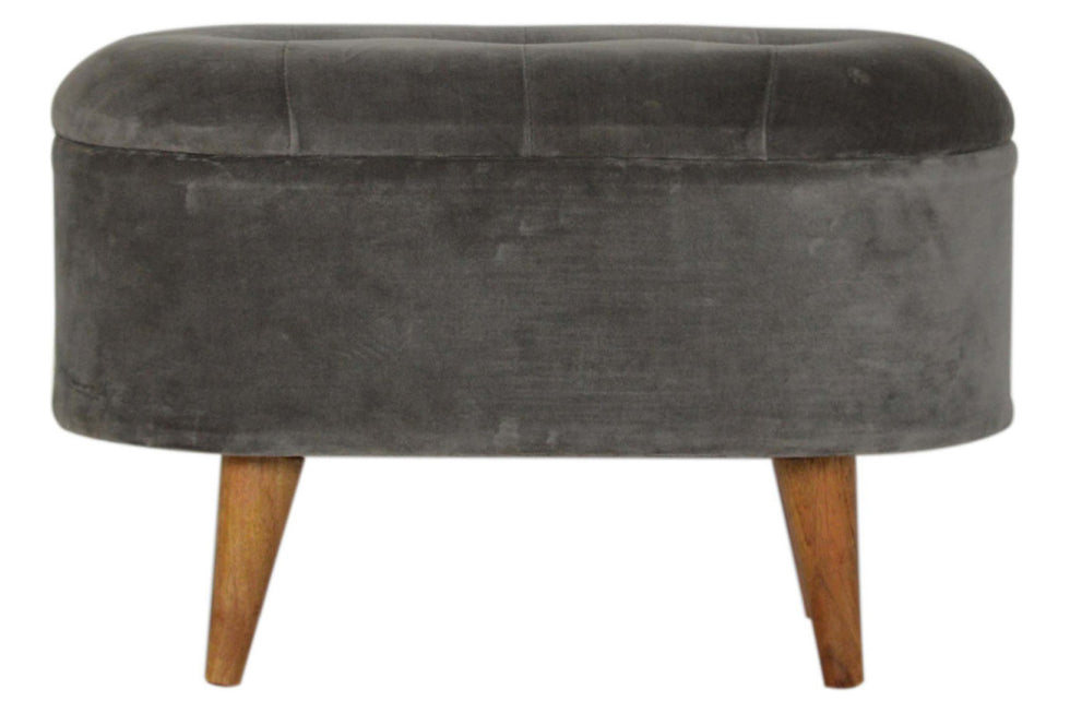 Artisan - Velvet Storage Footstool in Oblong Gray