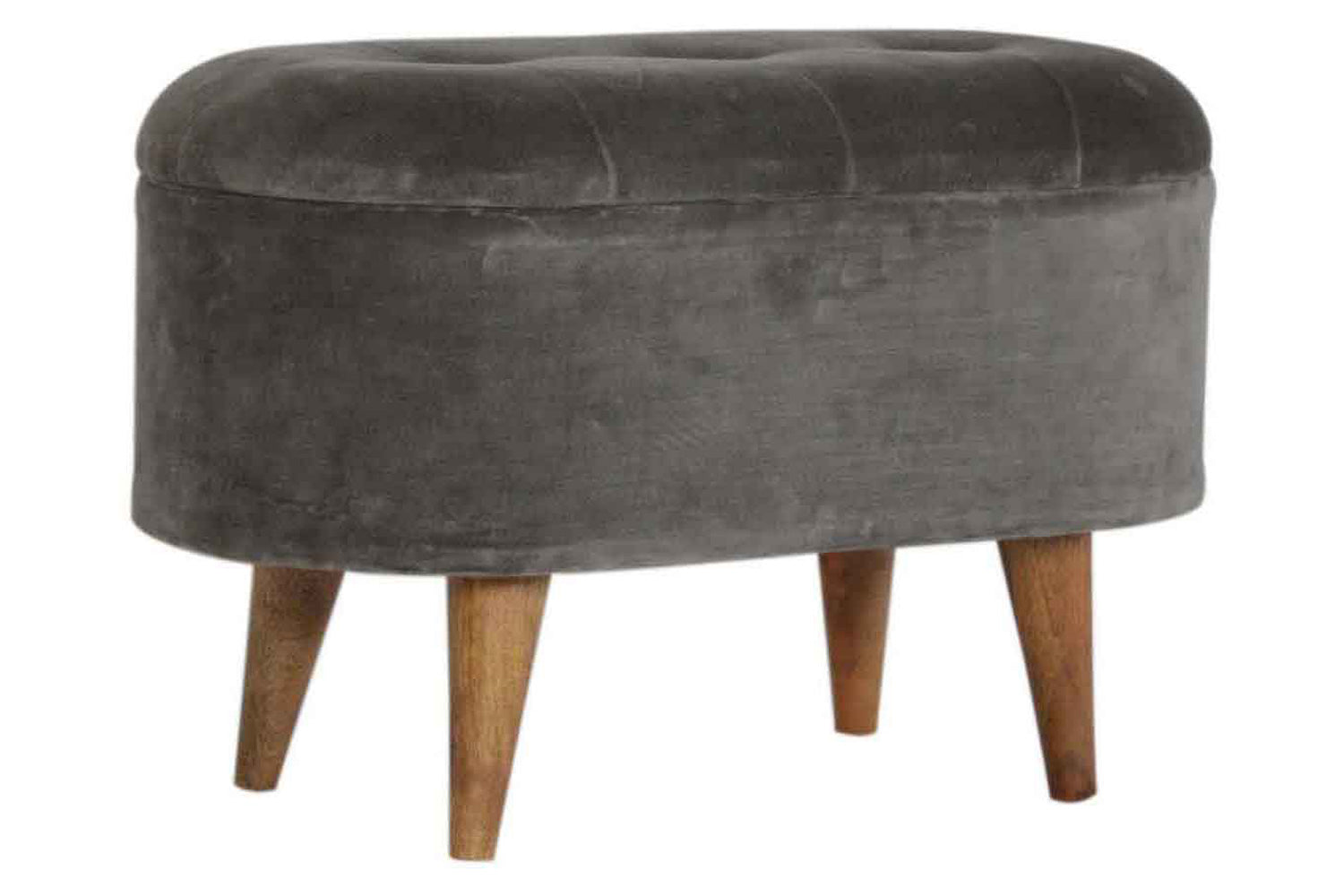 Artisan - Velvet Storage Footstool in Oblong Gray