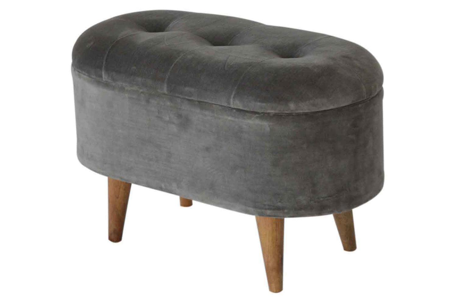 Artisan - Velvet Storage Footstool in Oblong Gray