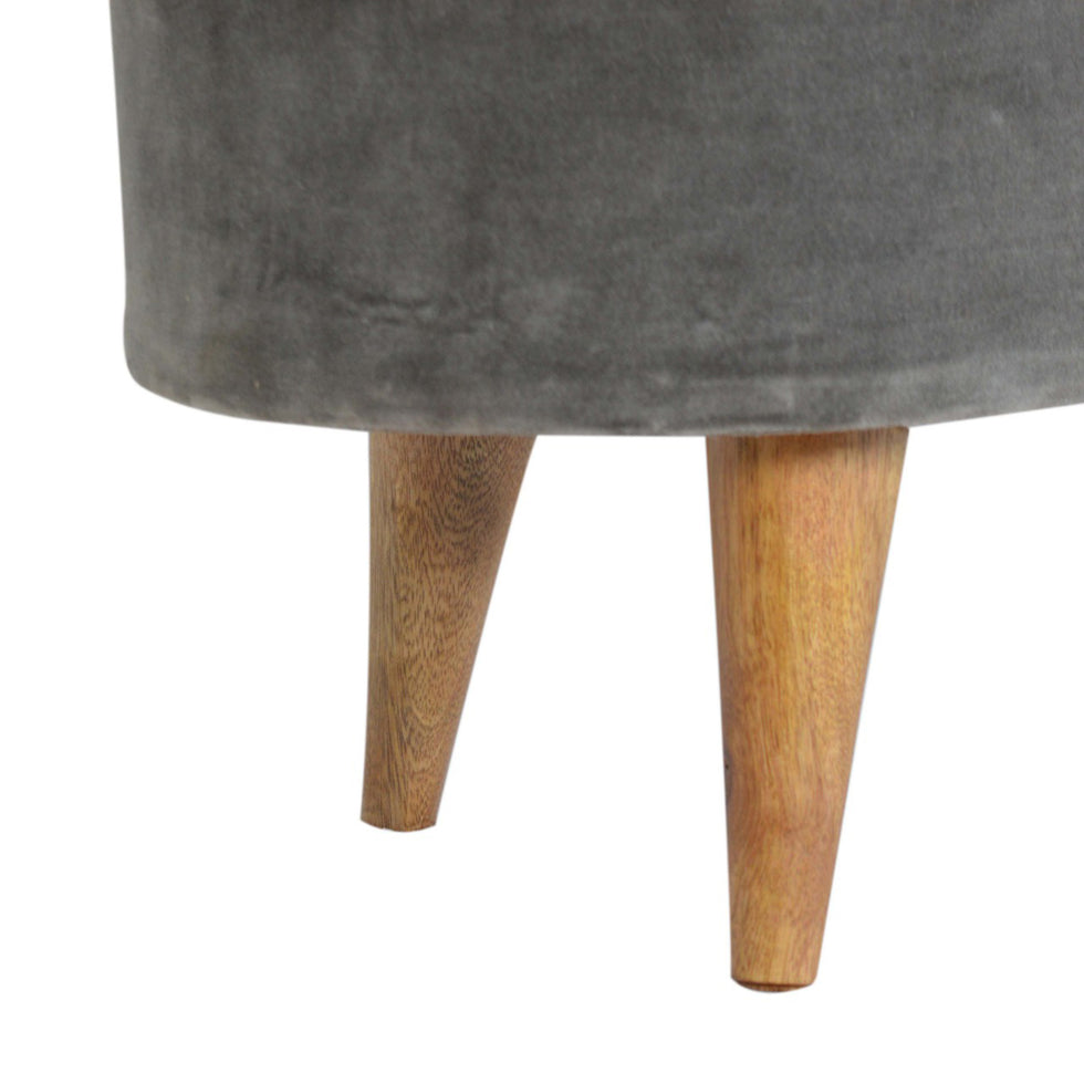 Artisan - Velvet Storage Footstool in Oblong Gray