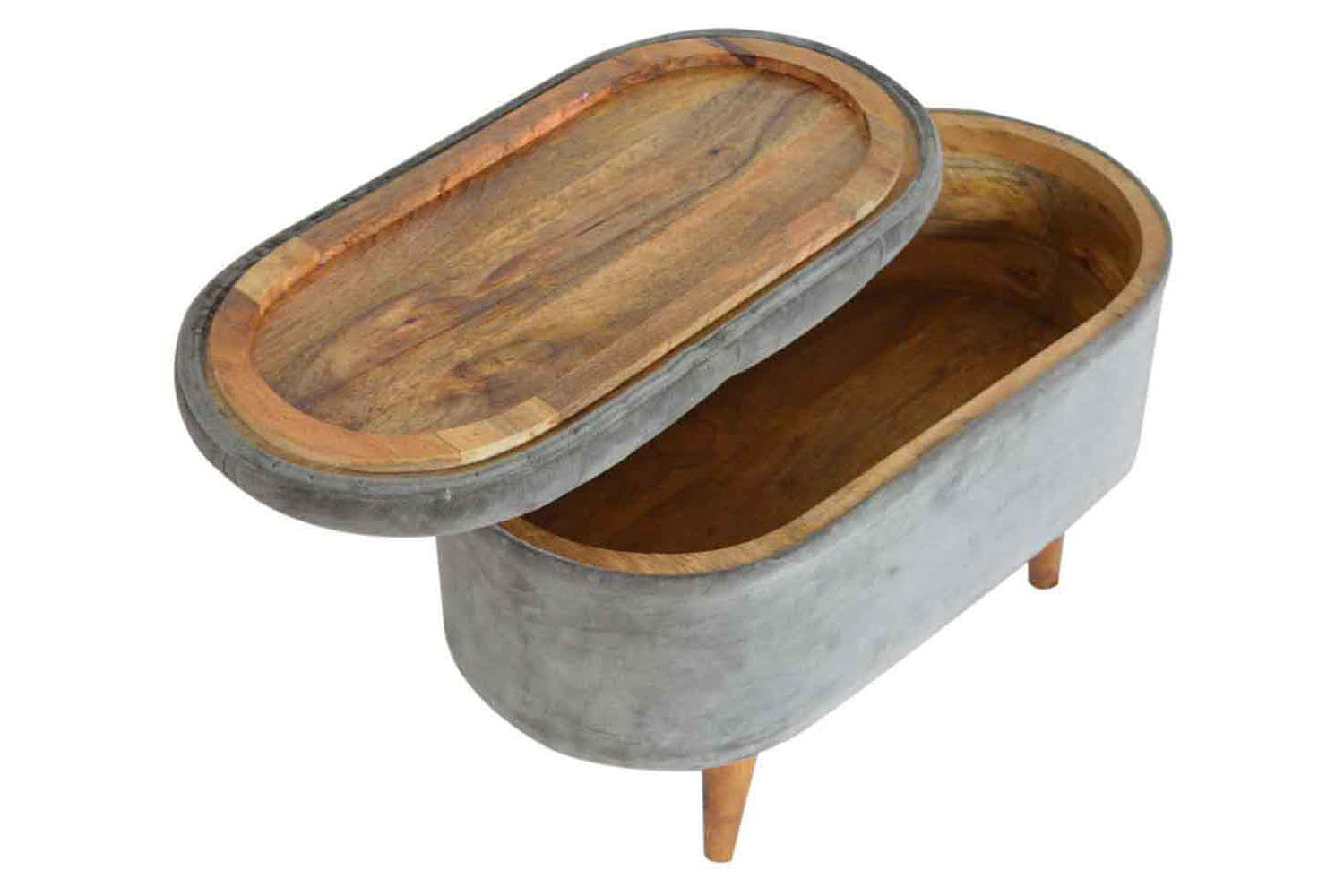 Artisan - Velvet Storage Footstool in Oblong Gray