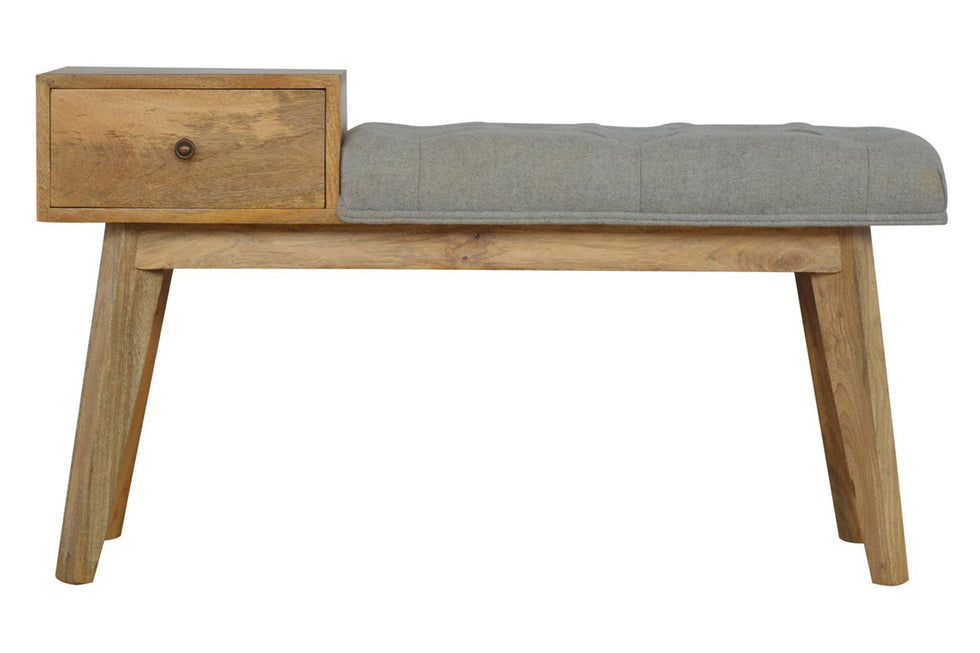 Artisan - Gray Tweed Bench with 1 Drawer